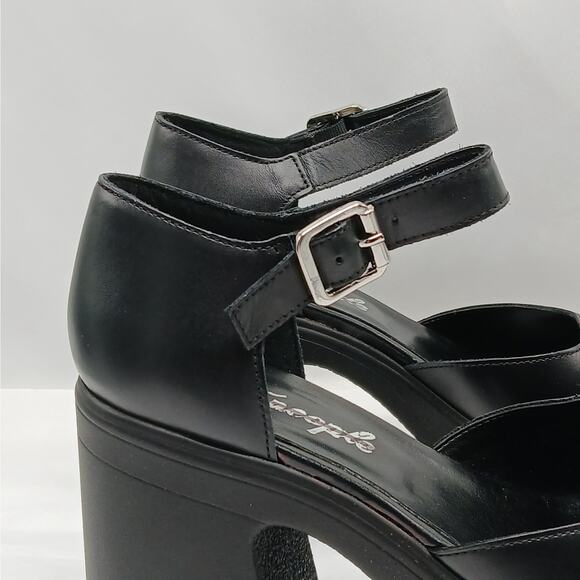 $168 Free People Gwen Mary Jane Platform Pumps Women 9.5 Black Chunky Heel Shoes - Picture 6 of 14